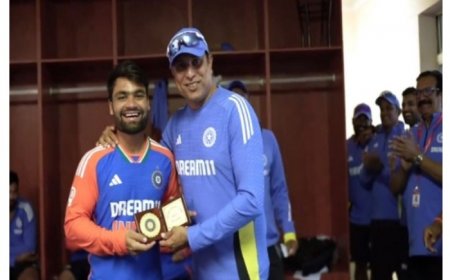 VVS Laxman Presents Rinku Singh With ‘Fielder Of The Series’ Award After India’s 4-1 Triumph Over Zimbabwe