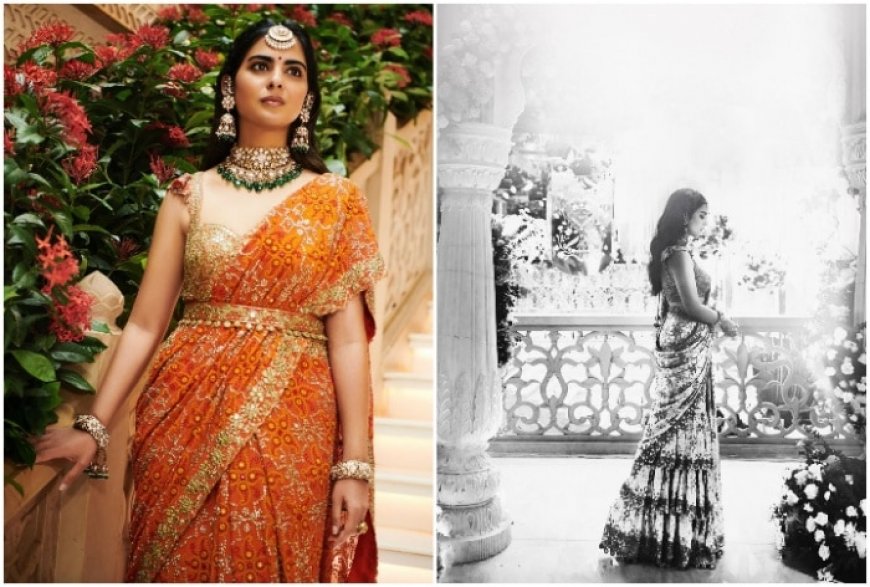 Isha Ambani Serves Steal-Worthy Ethnic Style in Toasted Orange Bandhani Designer Saree For Anant Ambani-Radhika Merchant’s Pre-Wedding