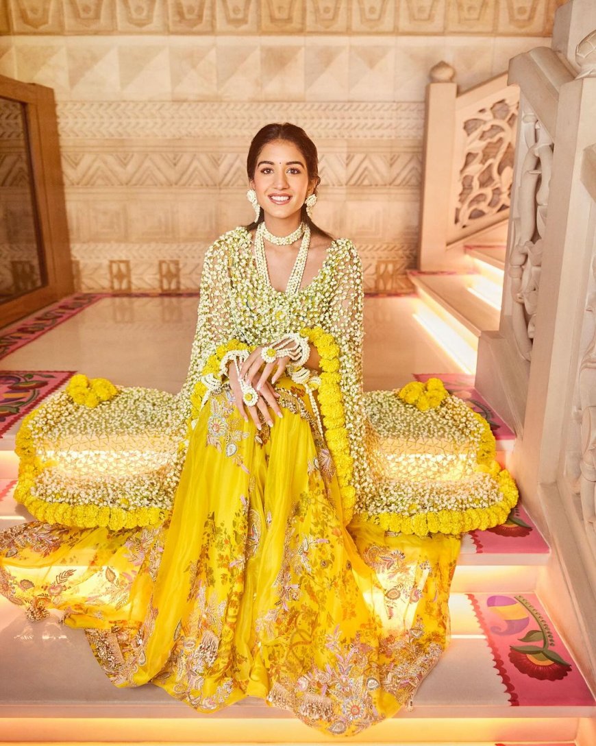 Radhika Merchant’s Haldi Lehenga Blooms in Fresh Mogra and Marigold Dupatta While Her Second Look is All Things Red and Royal
