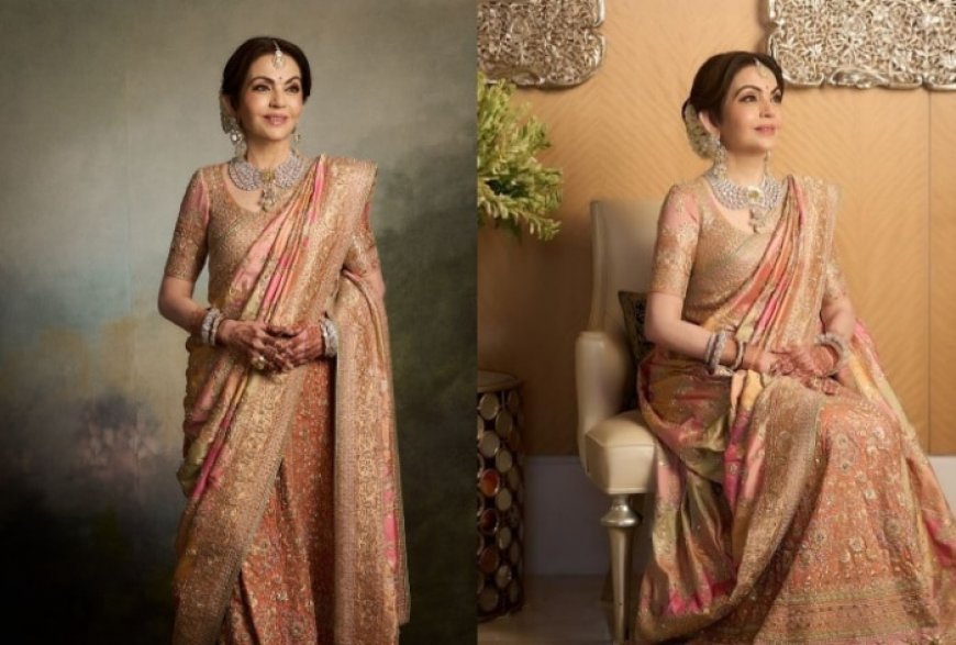Nita Ambani’s AJSK Ranghaat Ghagraa Shines Bright With Gold And Swarovski Crystals at Anant Ambani-Radhika Merchant’s Wedding- PICS
