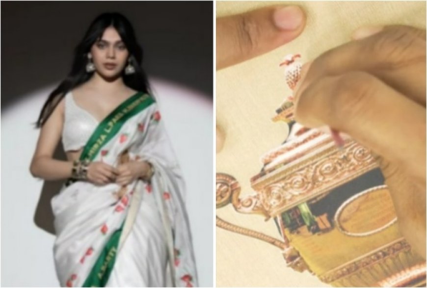 Wimbledon-Themed Saree Features Champions’ Names, Strawberry Motifs, and Trophy – Full Details Inside