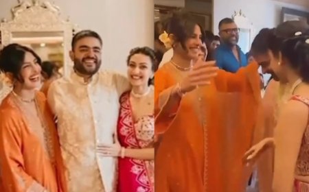 Priyanka Chopra Turns Heads as The Grooms’s Sister in Vibrant Orange Kurta, Gold Kadhas And Stylish Top Knot- Watch