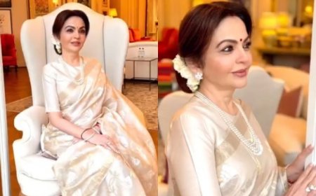 Nita Ambani Weaves a Picture of Pure Elegance in an Exquisite Ivory Saree With Multi-Layered Pearl Neckpiece And Gajra- Watch