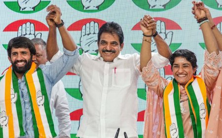 Congress behind the wrestlers protest, says WFI chief day after Vinesh Phogat, Bajrang Punia join party