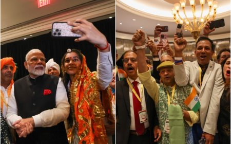 Watch: Indian diaspora welcomes PM Modi at New York hotel with dance show, hugs, selfies