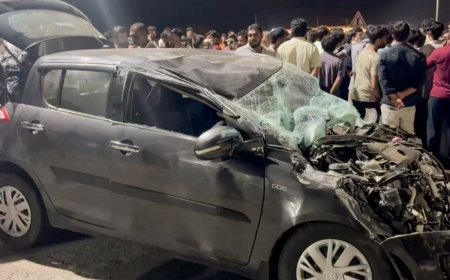 Gujarat road tragedy: 4 children among 7 dead, 14 injured as bus jumps divider, crashes into minivan, bike in Dwarka