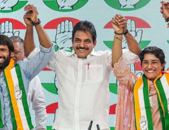 Congress behind the wrestlers protest, says WFI chief day after Vinesh Phogat, Bajrang Punia join party