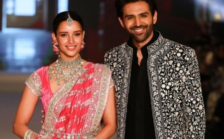 Triptii Dimri-Kartik Aaryan share unmissable chemistry as they walk the ramp in gulabi brocade lehenga and stylish black bandhgala – Watch video
